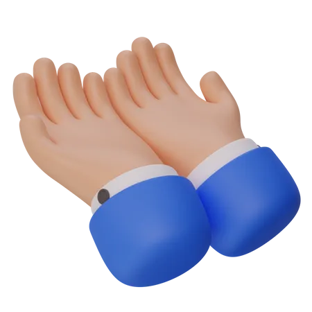 Palms Up Together In A Blue Jacket With A White Cuffs 3D Illustration