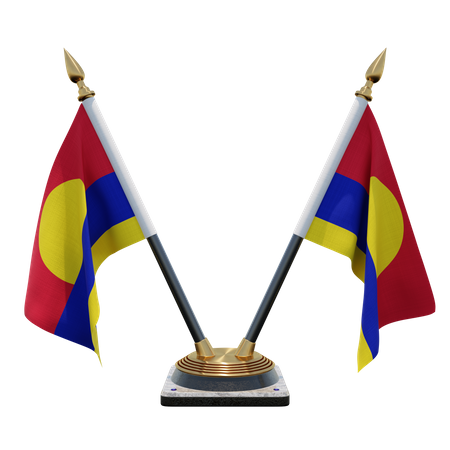 Palmyra Atoll Double Desk Flag Stand  3D Flag