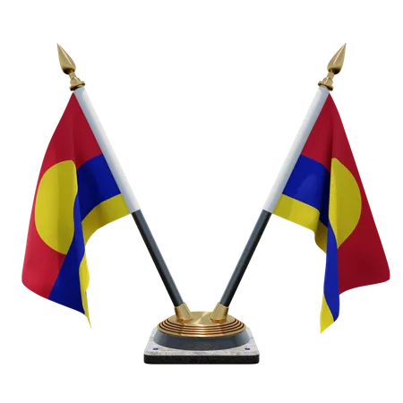 Palmyra Atoll Double Desk Flag Stand  3D Flag