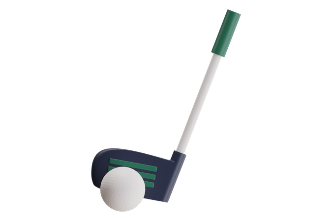 Palo de golf y pelota minimalistas  3D Icon