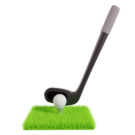 Club de golf y pelota sobre el césped  3D Icon