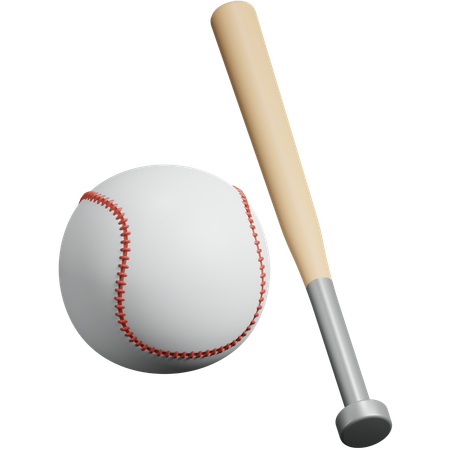 Pelota de béisbol + palo  3D Icon