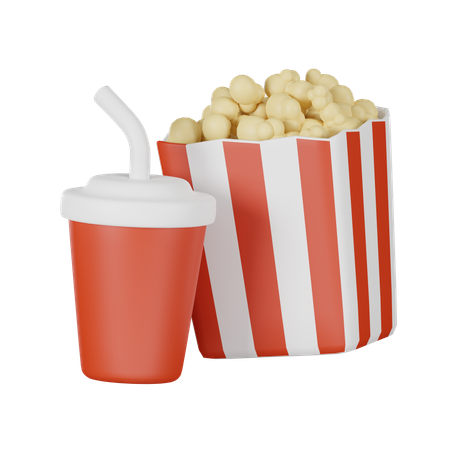 Palomitas de maíz con refresco  3D Icon