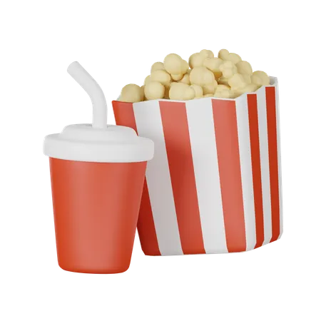 Palomitas de maíz con refresco  3D Icon