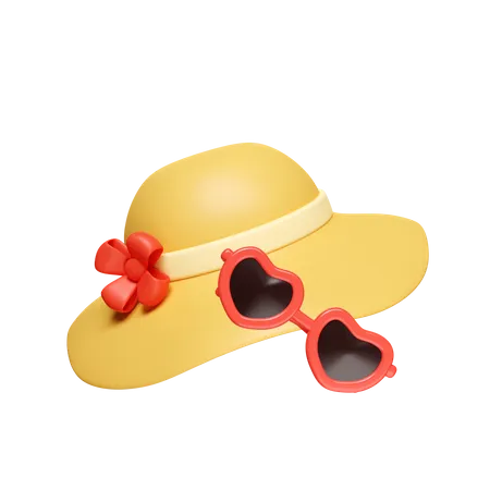 Chapéu e óculos de sol pamela  3D Icon
