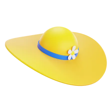 Yellow Tourist Traditional Pamela Hat Cap For Woman Summer Vacation Fashion 3 D Illustration Rendering 3 D Icon Isolated 3D Icon