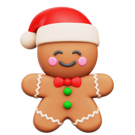 Pan de jengibre con gorro de santa  3D Icon