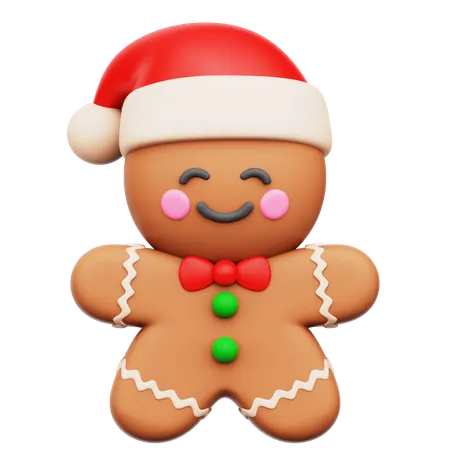 Pan de jengibre con gorro de santa  3D Icon