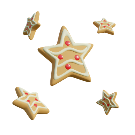 Pan de jengibre en forma de estrella  3D Illustration