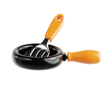 Pan With Spatula  3D Icon