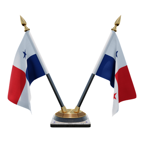 Panama Double Desk Flag Stand  3D Flag