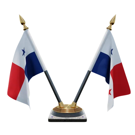 Panama Double Desk Flag Stand  3D Flag