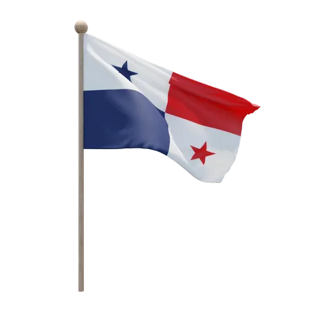 Panama Flag Pole  3D Flag