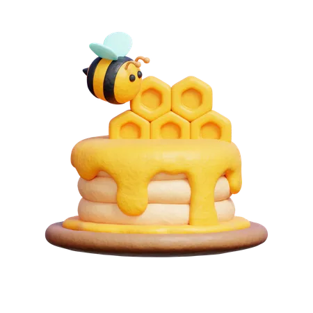 3 D Pancake With Honey Spring Season 3 D Rendering 3D Icon