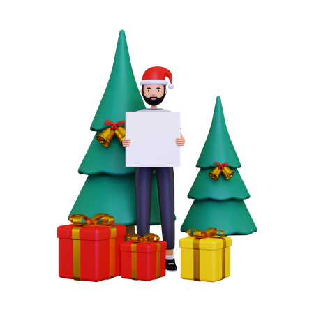 Pancarte vierge pour la célébration de Noël et du nouvel an  3D Illustration