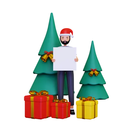 Pancarte vierge pour la célébration de Noël et du nouvel an  3D Illustration