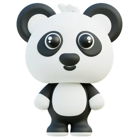 Adorable 3 D Panda Character With A Big Smile And Black And White Fur 3D Icon