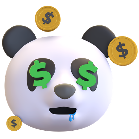 Visage d'argent panda  3D Emoji