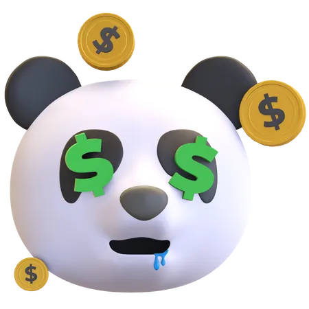 Visage d'argent panda  3D Emoji