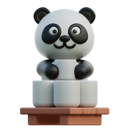 Panda bebendo chá  3D Illustration