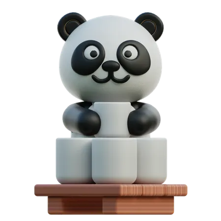 Panda bebendo chá  3D Illustration