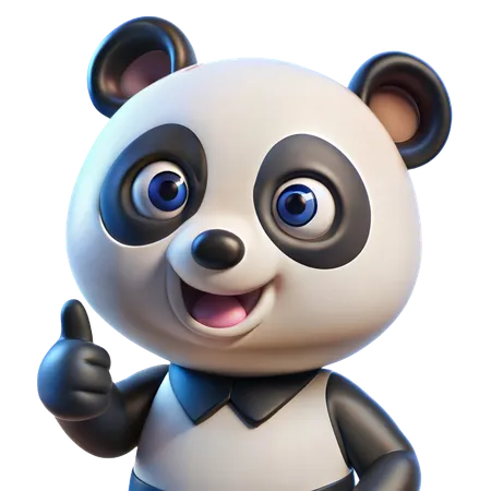 Panda brincalhão com o polegar para cima  3D Icon