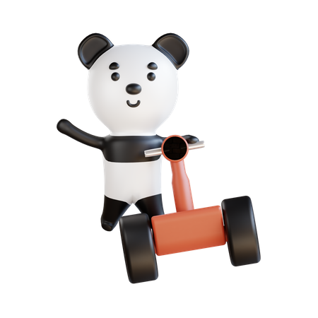 Panda com scooter  3D Illustration