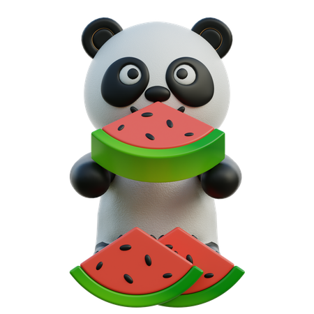 Panda comiendo rebanadas de sandía  3D Icon