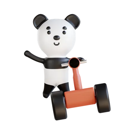 Panda con scooter  3D Illustration