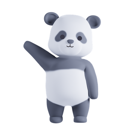 Panda dit bonjour  3D Illustration