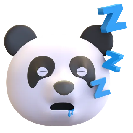 Panda Dormindo Rosto Emoticon Desenho Animado 3 D Render Ilustracao 3D Emoji