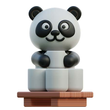 Panda Drinking Tea  3D Icon