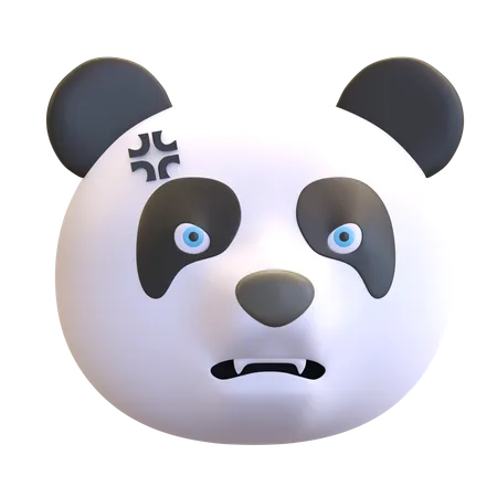 Illustration De Rendu 3 D De Dessin Anime Demoticone De Visage De Panda En Colere 3D Emoji