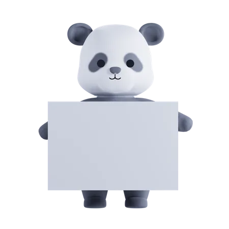 Panda hält Plakat  3D Illustration