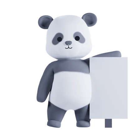 Panda hält Plakatwand  3D Illustration