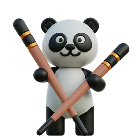 Panda Holding Chopsticks  3D Illustration
