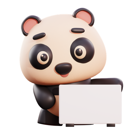 Panda Holding Placard  3D Illustration