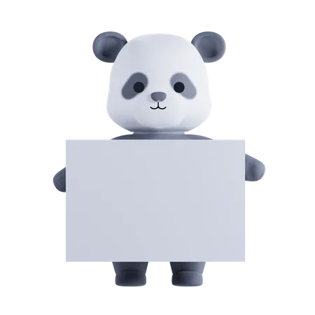 Panda Holding Placard  3D Illustration