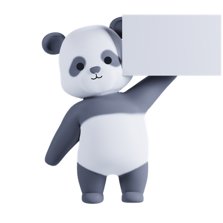 Panda Holding Placard 3D Illustration