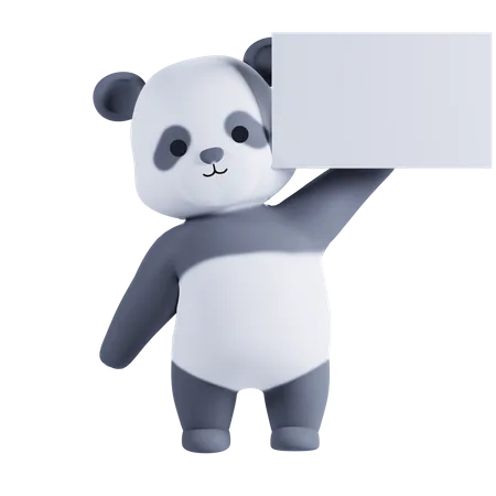 Panda Holding Placard  3D Illustration