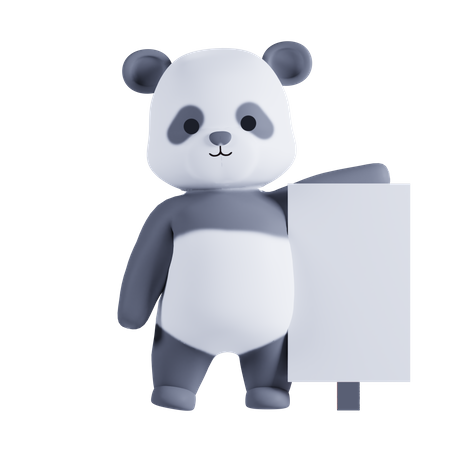 Panda Holding Placard Board 3D Illustration