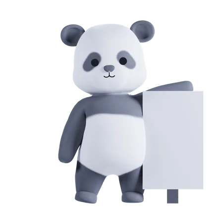 Panda Holding Placard Board  3D Illustration