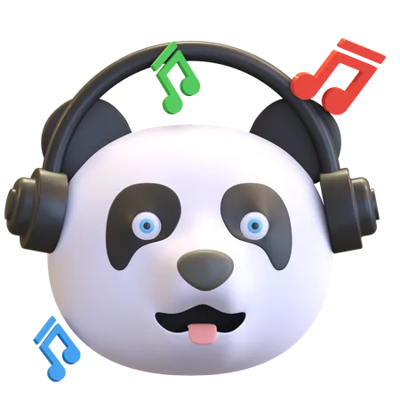 Panda Hort Musik Emoticon Cartoon 3 D Render Illustration 3D Emoji