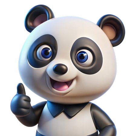 Panda juguetón pulgar hacia arriba  3D Icon