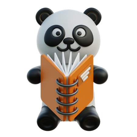 Livro de leitura do panda  3D Illustration