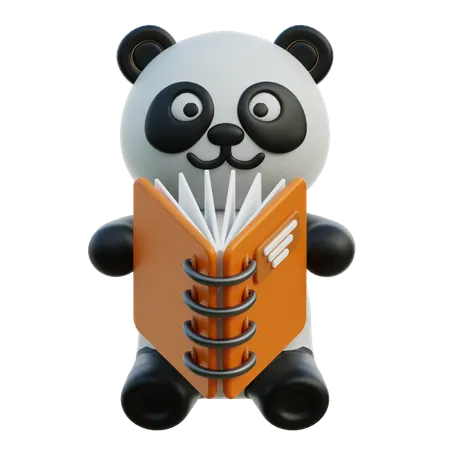 Livro de leitura do panda  3D Illustration