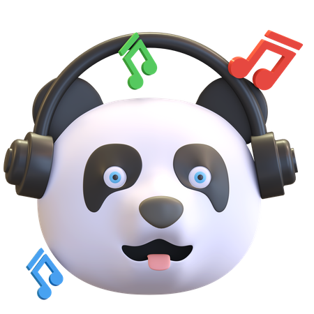 Panda listening music 3D Illustration