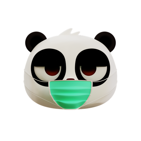 Panda mignon ayant un emoji contre la grippe  3D Icon