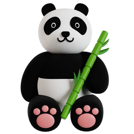 Panda mit Bambus  3D Icon