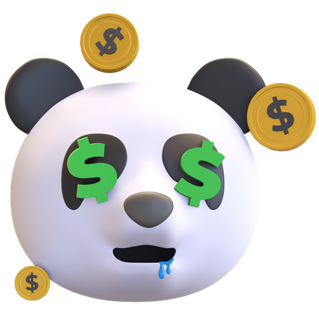 Panda money face 3D Illustration